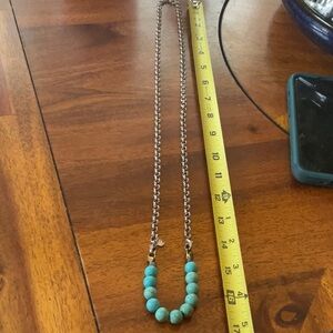 LE brand Turquoise Beaded Necklace with Silver Chain